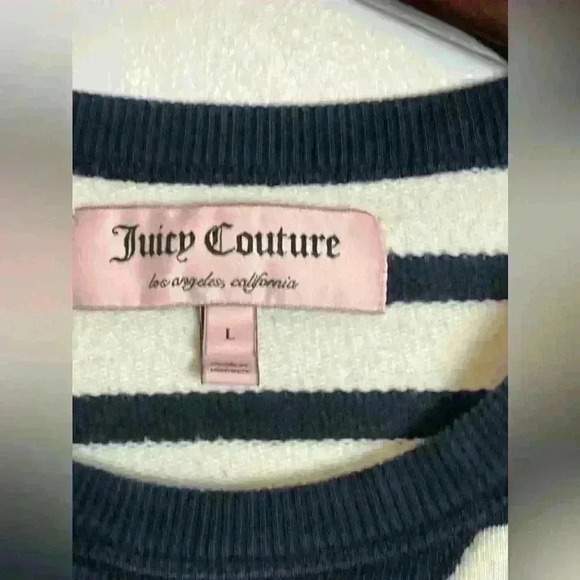 JUICY COUTURE Pullover Sweatshirt Size M Green White Stripes Henley JG005559 y2k - Picture 2 of 9